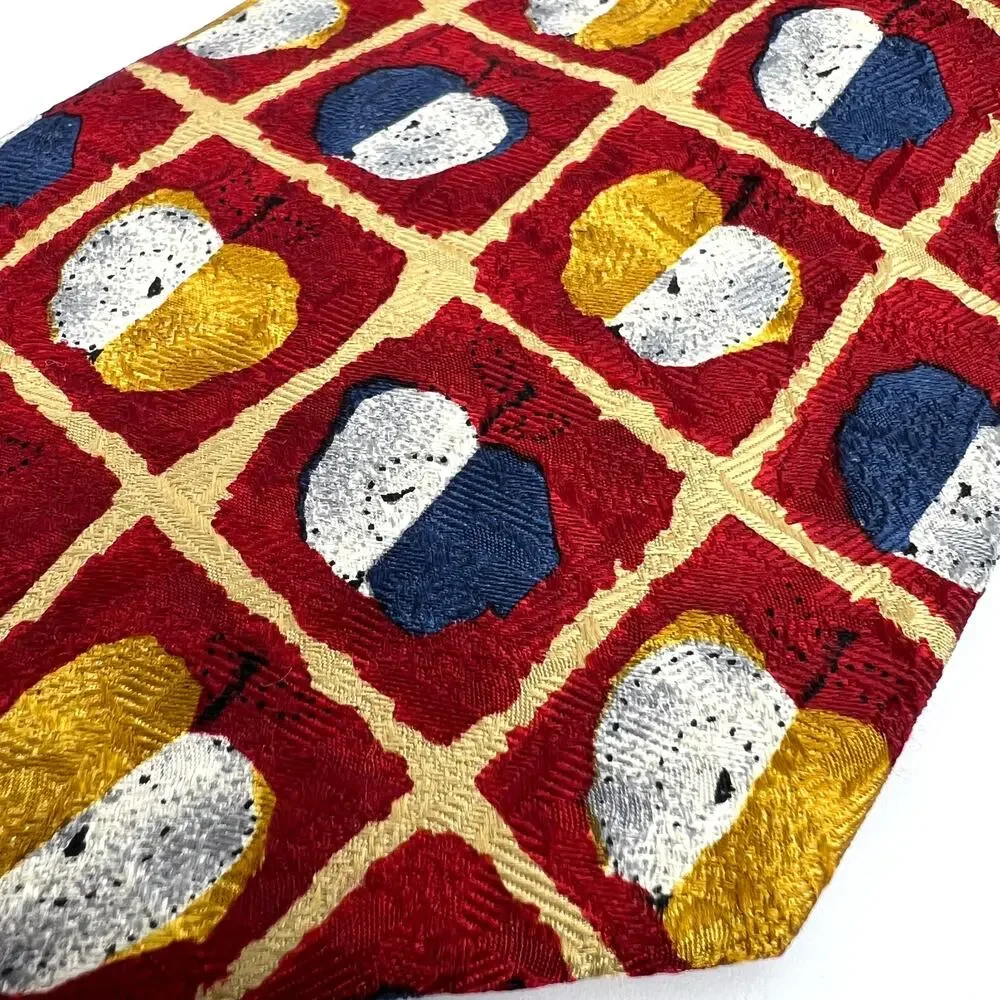 Vintage Ermenegildo Zegna Disegno Exclusive Italy 100% Silk Tie Red Apple Print